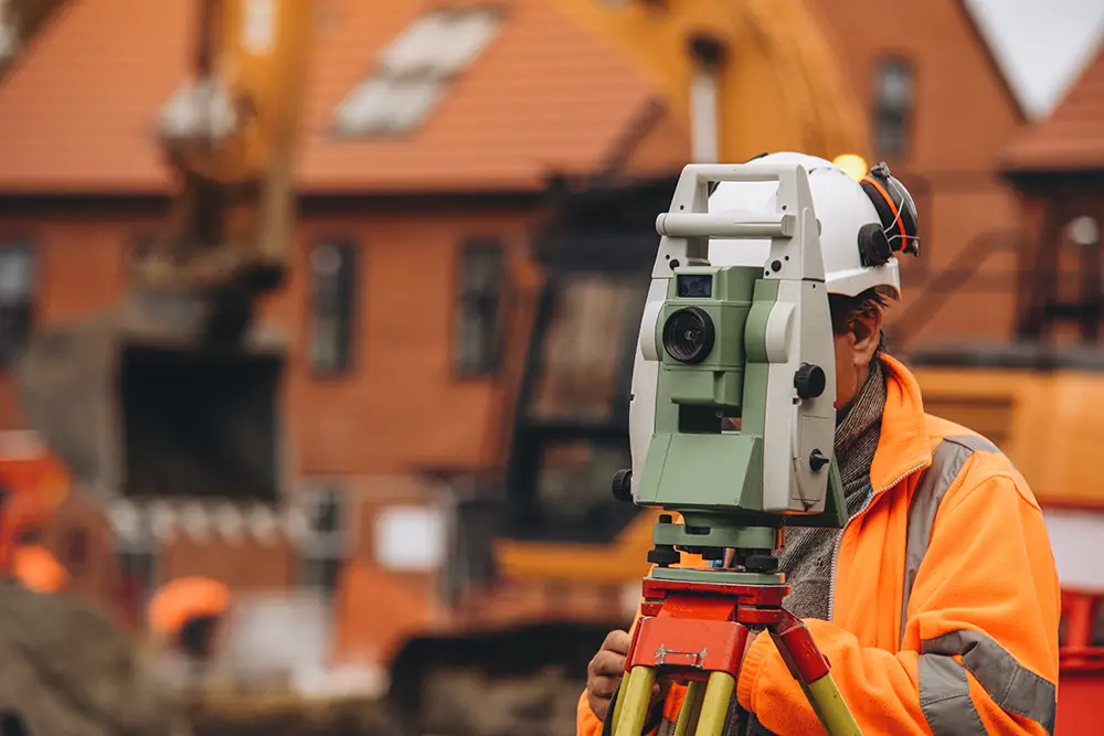 Photo showing GPD survey equipment on a construction site.