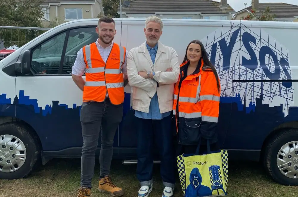 DeterTech employees standing with DIYSOS Ireland.