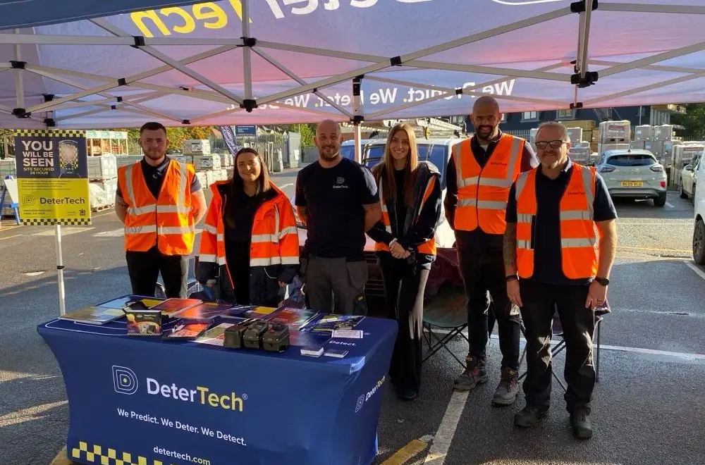 The DeterTech team pose for a photograph at the Jewson's Trade Day.